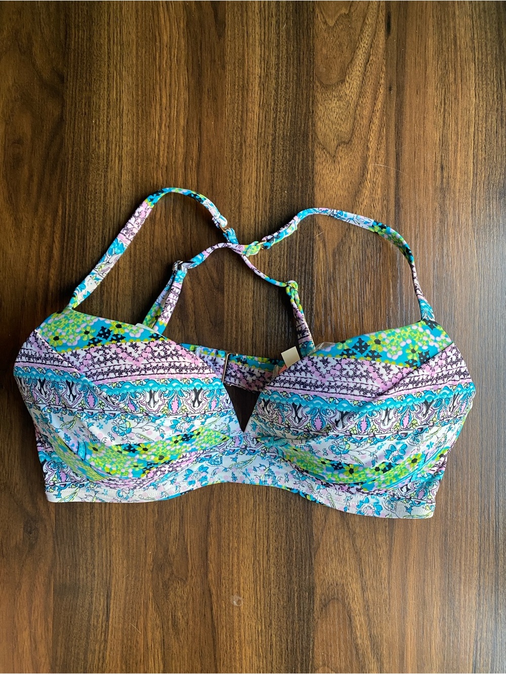 Victoria's Secret Angel Convertible Paisley Bikini Top in Blue, Green & Pink